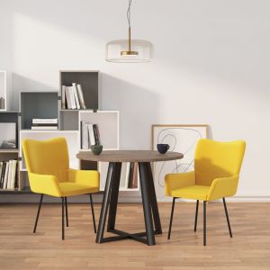 VidaXL Chaises &agrave; manger lot de 2 jaune velours