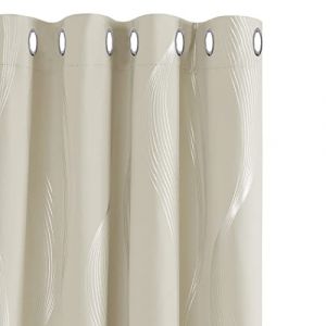 Rideaux Occultants Thermique Isolant, Design Moderne à Oeillets, Rideaux pour Salon et Chambre, 2 Pièces, 140x245 cm, Beige - Beige - Deconovo