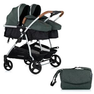 DUO SMART Poussette jumeaux ou enfants rapproch&eacute;s largeur 79 cm Vert sans cosy