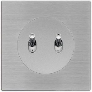 FONTINI - Double bouton poussoir ALU avec manette chrome DOM et plaque simple métallisée gris – Commande élégante et pratique pour un contrôle optimisé
