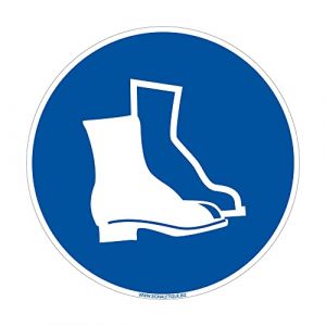 Signaletique.biz France - Panneau d'obligation Port des chaussures de s&eacute;curit&eacute; obligatoire. Obligation Signalisation epi. Autocollant, pvc, Alu