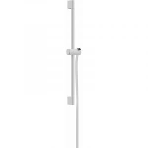 Hansgrohe Unica Pulsify S - Barre de douche 65cm avec flexible de douche 160 cm Isiflex et support de douche, Blanc mat, 24400700