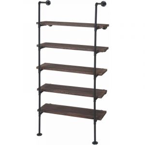 Décoshop26 Tagère bibliothèque design industriel 165x80x28cm en bois marron et métal 040005394
