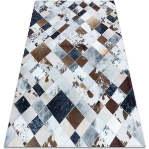 Tapis PATCHWORK 21720 beige / marron - Peau de vache, Diamants multicolour 120x170 cm