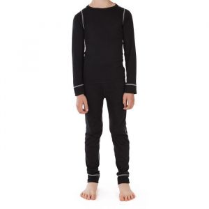 CFLEX combinaison thermique - sous-v&ecirc;tements thermiques et de ski pour enfants - chauds &agrave; manches longues POLARDRY - Noir / Gris
