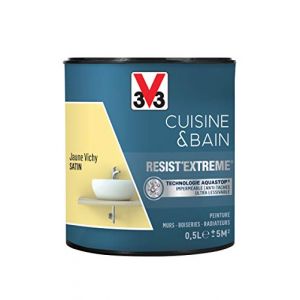V33 Peinture Cuisine & Bain 'Resist'Extreme' Jaune Vichy Satin 0,5 L - Jaune Vichy