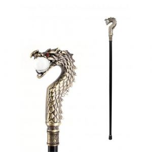 Ruedelafete Canne Dragon en métal avec boule 93cm