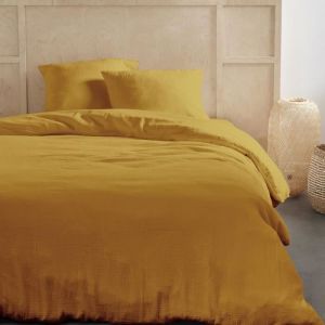 Today Parure de lit - 123668 - 2 personnes - 240x220cm - Gaze de coton unie - Ocre