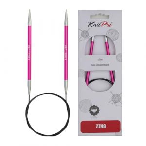 Knitpro Knit Pro 60 cm x 5 mm Aluminium Zing Aiguilles à Tricoter circulaires Fixes Rose