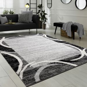 Paco Home - Tapis de Salon Moderne Avec Bordure Tapis De Marque Moucheté Gris Noir Crème 240x340 cm