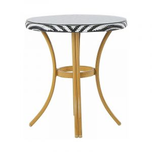 Beliani Table de jardin ronde ø 70 cm en rotin noir et blanc RIFREDDO