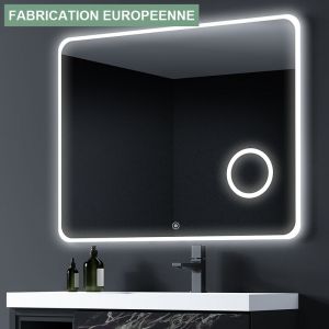 Miroir éclairage LED de salle de bain LOUTRO avec interrupteur tactile, anti-buée et loupe - 120x80cm