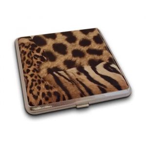 Boite &agrave; cigarette tendance, &agrave; imitation fourrure fauve blanc