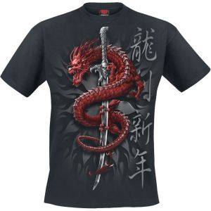 T-Shirt Manches courtes de Spiral - Oriental Dragon - S à 4XL - pour Homme - noir