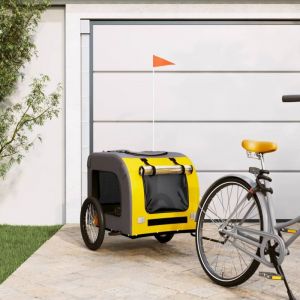 VidaXL Remorque de vélo pour animaux de compagnie jaune et gris
