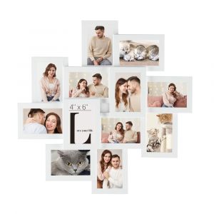 Songmics Cadre photo pour image 10 x 15 cm pêle-mêle mural pour 12 photos blanc