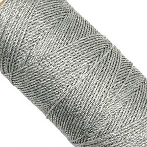 Linhasita - PE-4/100gs - Bobine de fil cire 100 g/m 170 metres depaisseur polyester Macrame 30 couleurs (argent)