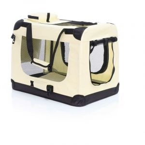 Fudajo - Caisse de transport beige pliable pour animaux domestiques, s (50x34x36cm) Poignée Couverture