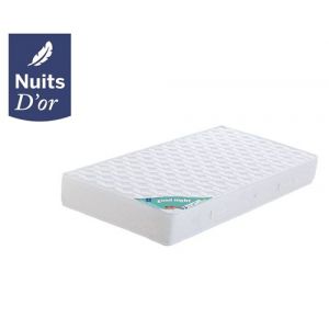 Nuits D'Or Matelas 80x190 Mousse Haute Résilience Densité 35 Kg/m3 Hauteur 21 Cm Ferme + Oreiller Mémoire de Forme + Protège Mat