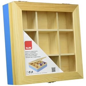 Image de Ibili Boite A The Bleue En Pin 9 Compartiments 24x24x7 Cm