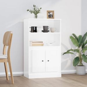 VidaXL Buffet haut blanc brillant 60x35,5x103,5 cm bois d'ingénierie