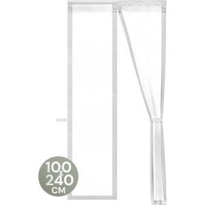 O'DADDY Rideau de porte Deluxe FIBER - Rideau anti-moustiques magnétique - Pour les nouvelles constructions et les portes standard - Installation facile - Moustiquaire de porte blanche - 100x240 cm