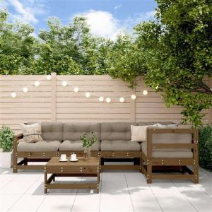 VidaXL Salon de jardin modulable bois massif marron 6 pieces 62.0 x 62.0 x 32 5 personnes