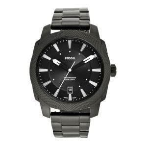 Fossil Machine Montre Pour Homme, Mouvement à Quartz, Avec Bracelet en Acier Inoxydable ou en Cuir, Noir Et Gris Foncé, 49mm
