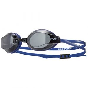 TYR Lunettes de natation Blackops bleues avec verres transparents noirs.