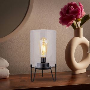 N&auml;ve Lampe de table lampe de table lampe de chevet noir minuterie lampe de lecture LED H 48 cm