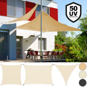 Deuba Detex Voile d'ombrage Protection contre le vent Auvent Oxford Triangulaire 5x5x5m Cr&egrave;me Jardin balcon terrasse