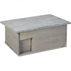 Relaxdays Maison hérisson résistant à l’hiver, montage, à l’abri des chats,entrée de labyrinthe, HlP 21x46x34 cm, bois