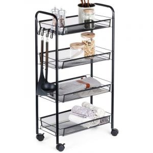 Chariot pratique a 4 etages sur roulettes