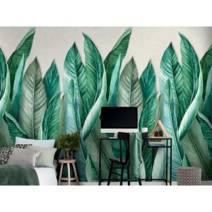 Hexoa Papier peint intissé collection végétale feuilles de bananier 53x840cm