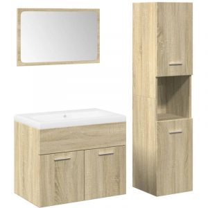 VidaXL Ensemble De Meubles De Salle De Bain 4 Pcs Ch&ecirc;ne Sonoma