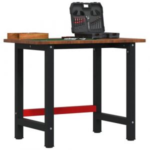 VidaXL Établi marron foncé bois de chêne massif rectangulaire, table de travail, poste de travail, table de travail en bois, établi en bois