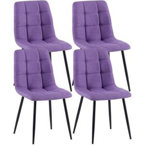 Décoshop26 Lot de 4 chaises de salle à manger en tissu violet pieds métal noir design moderne et confortable CDS10414