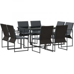 VidaXL Ensemble de salle à manger pour jardin 9 pcs Noir Acier