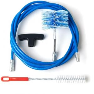 BARETTO Kit Ramonage Po&ecirc;le &agrave; Granul&eacute;s, Kit Nettoyage Conduit Po&ecirc;les &agrave; Granul&eacute;s avec Rallonge Flexible 3 M&egrave;tres et Coude &agrave; 90&deg;, 1 Brosse Flexible en Nylon 80 mm (3 M)