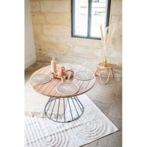 Table PAUL 6 personnes Plateau en Teck - 79x120x120 - CEZARE