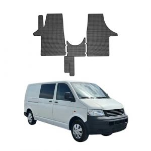 Omac Tapis de Sol Compatible avec VW Transporter T5 2003-2015 Caoutchouc Noir
