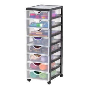 Iris Ohyama Tour de rangement Organisateur plastique 8 tiroirs 7 L - DDDC-380 - Noir - L37.5 x P29 x H81 cm