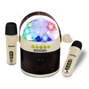 Bontempi Enceinte sans fil avec 2 microphones sans fil et effets lumineux disco