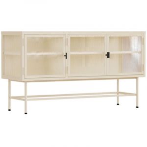 Oviala Buffet moderne 3 portes 120 cm en métal et verre écru