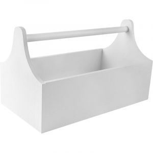Bo&icirc;te &agrave; Outils en Bois avec Poign&eacute;e Blanc 34 x 18 x 20,5 cm