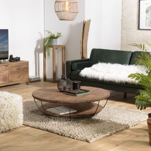 Image de Macabane Table Basse Double Plateau "Wangle" 120cm Noir