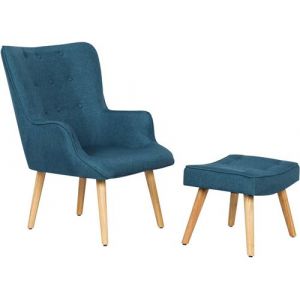 Habitat et Jardin Fauteuil style scandinave en tissu 'Odense' - 1 place - Bleu foncé