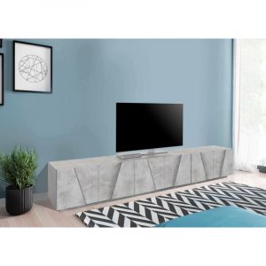 Meuble tv Dgil, Buffet bas de salon, base meuble tv, 100% Made in Italy, 244x44h46 cm, Ciment foncé - Dmora