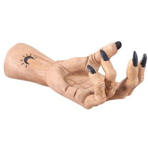 Ruedelafete Bougeoir Main de Sorci&egrave;re tatou&eacute;e en r&eacute;sine 23cm