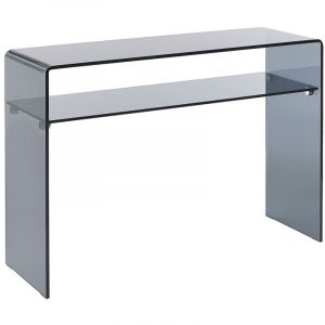 Console avec 1 niche en verre tremp&eacute; - Anthracite - STILEOS